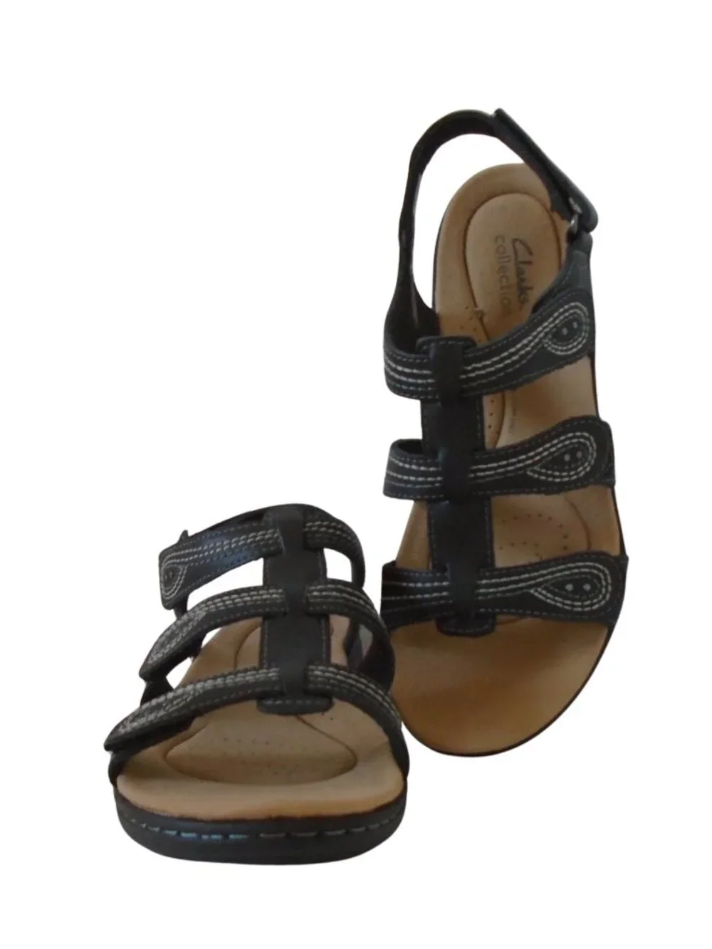 Clarks Laurieann Vine Women's Sandals Wide Width Size 9 Black Leather